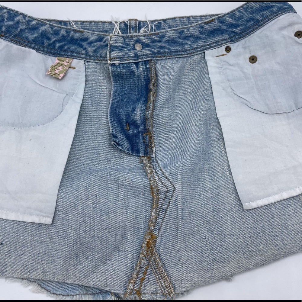 Free People denim distressed mini skirt. - Picture 5 of 8